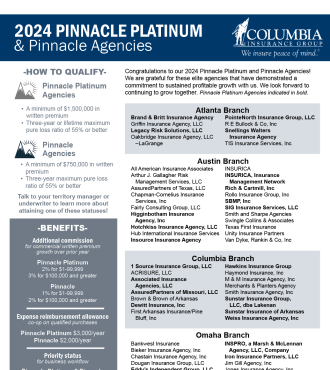 List of 2024 Pinnacle Platinum and Pinnacle Agencies